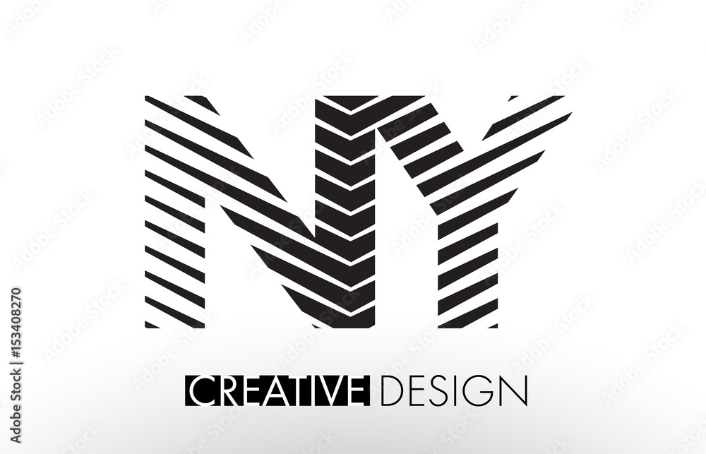 NY N Y Lines Letter Design with Creative Elegant Zebra NY N Y Lines Letter Design with Creative Elegant Zebra