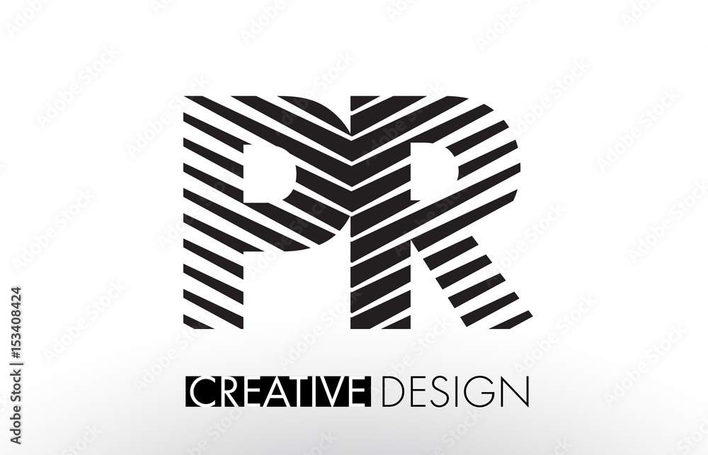PR P R Lines Letter Design with Creative Elegant Zebra PR P R Lines Letter Design with Creative Elegant Zebra
