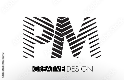 PM P L Lines Letter Design with Creative Elegant Zebra