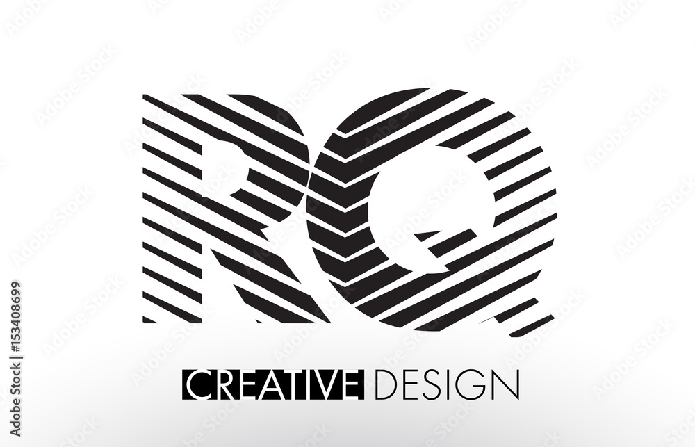 RQ R Q Lines Letter Design With Creative Elegant Zebra Stock Vector 
