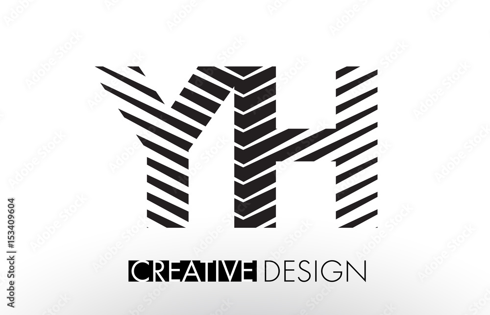 Fototapeta premium YH Y H Lines Letter Design with Creative Elegant Zebra
