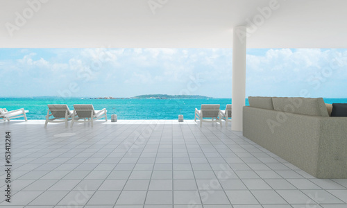 Modern living with sundesk and sea view outdoor-3d render