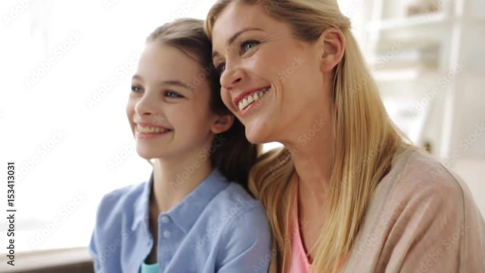 happy smiling mother and girl at home happy smiling mother and girl at home