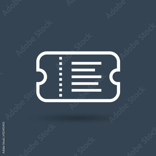 Ticket icon on dark background. Vector illustration.