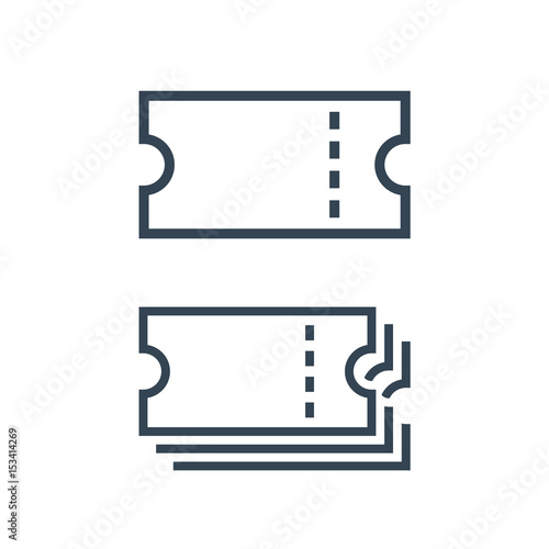 Set of Tickets icon on white background. Vector illustration.