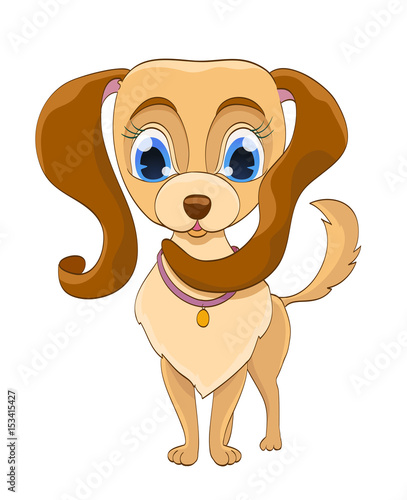 puppy dog on white. cartoon vector illustration