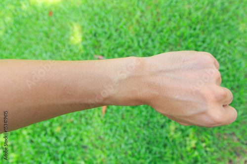 Wrist of man on the grass © rukawajung
