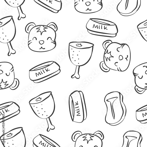 Pattern with funny cat hand draw