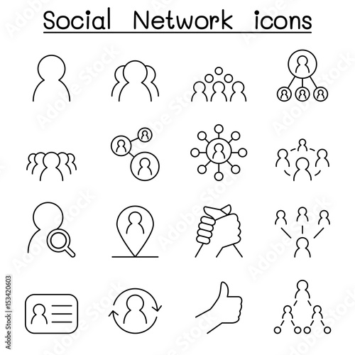 Wallpaper Mural Social Network & Social Media icon set in thin line style Torontodigital.ca
