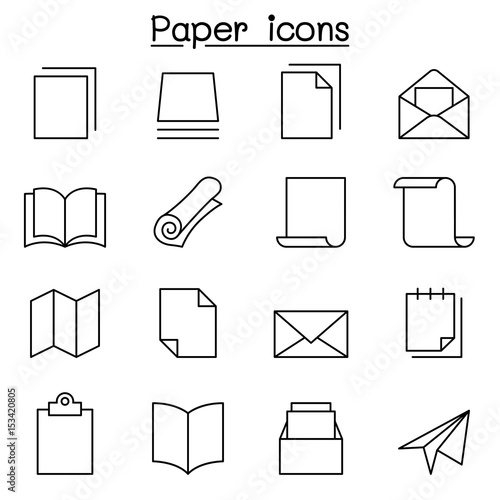 Valokuva Paper icon set in thin line style