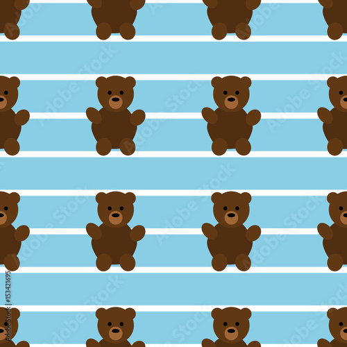 Seamless Blue Teddy Bear Pattern