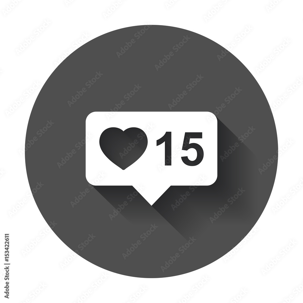 Fototapeta premium Like, comment, follower icon. Flat vector illustration with long shadow.