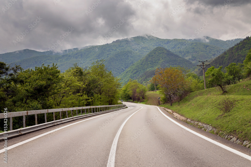 Empty mountain road in Transylvania