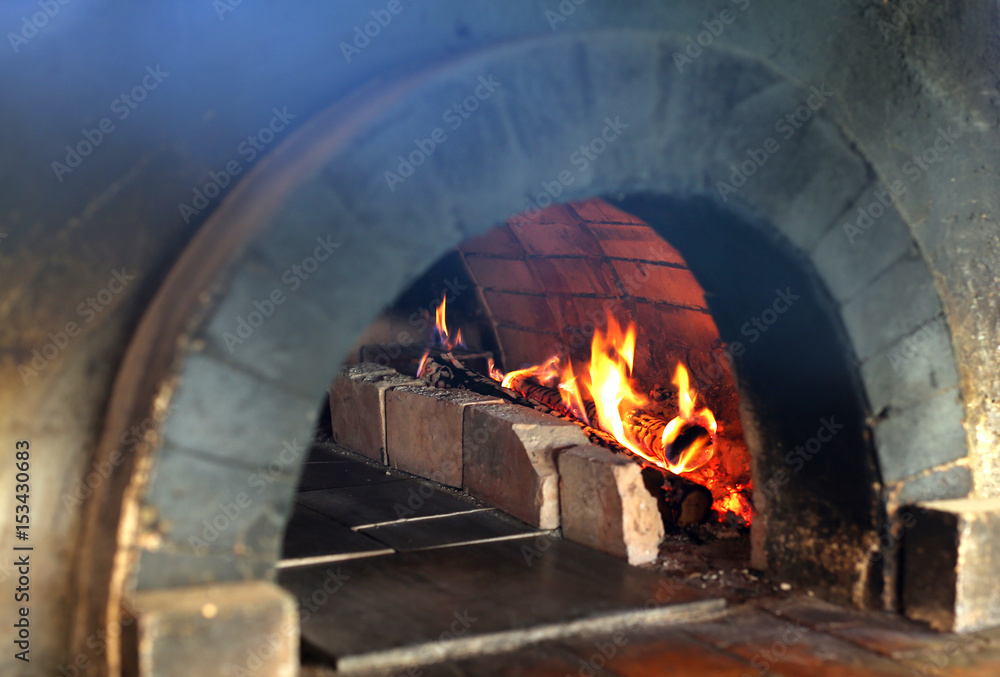 A wood fired brick oven.