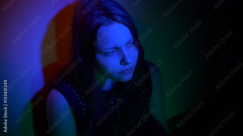Scared teen girl with in dark Scared teen girl with in dark