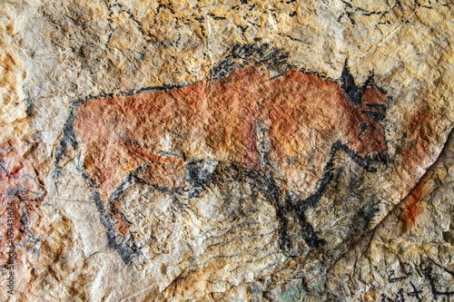 Canvas Print Cave painting in prehistoric style