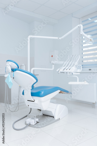 Sunlit bright office of a dentist