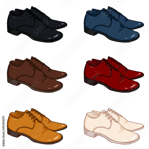 Vector Set of Classic Men Shoes. Color Variations.