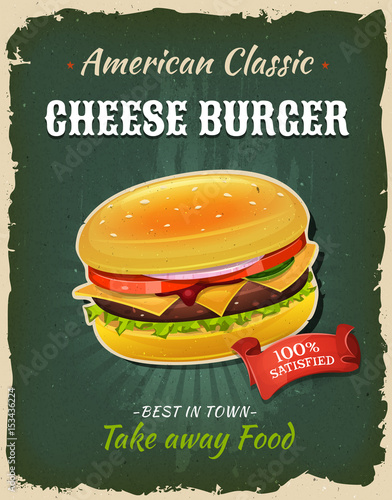 Retro Fast Food Cheeseburger Poster