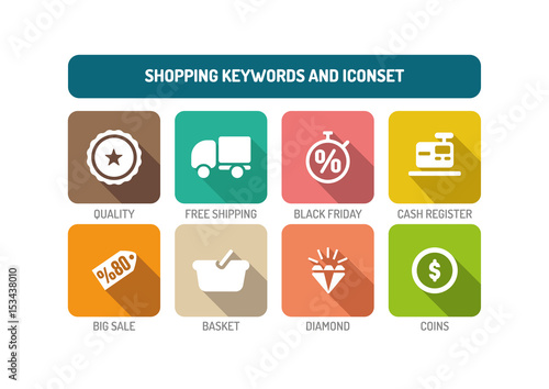 Shopping Flat Icon Set