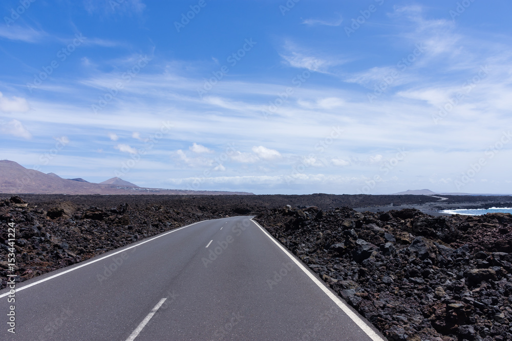 Route de Lanzarote et pierre volcanique, Los Hervideros, Lanzarote Stock Photo Adobe Stock