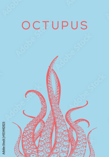 Octopus poster. Draw of tentacles.