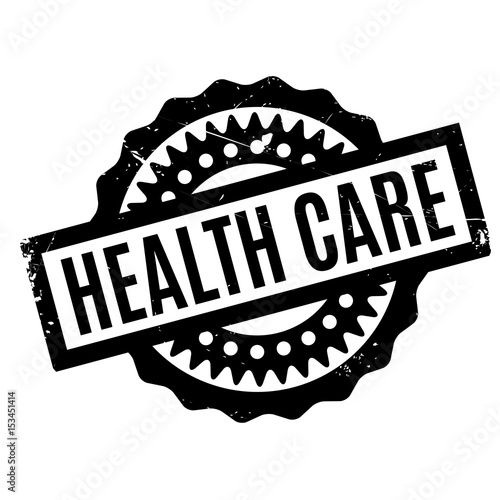 Health Care rubber stamp. Grunge design with dust scratches. Effects can be easily removed for a clean, crisp look. Color is easily changed.