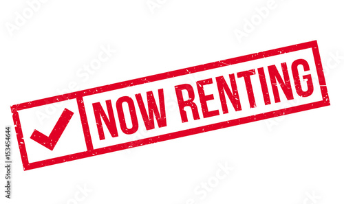 Now Renting rubber stamp. Grunge design with dust scratches. Effects can be easily removed for a clean, crisp look. Color is easily changed.
