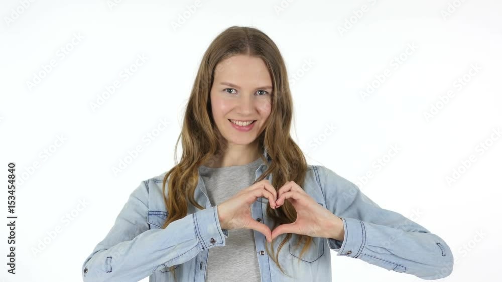 Heart Shape by Woman, White Background Heart Shape by Woman, White Background