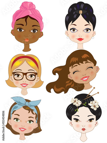 Set of female avatars