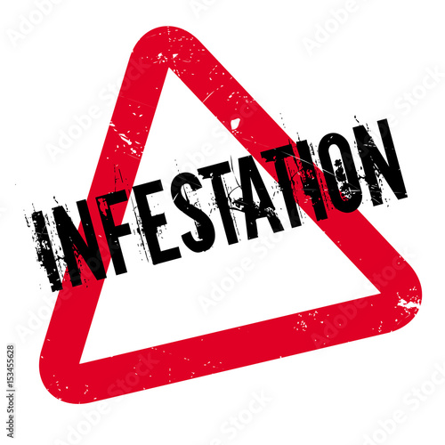 Infestation rubber stamp. Grunge design with dust scratches. Effects can be easily removed for a clean, crisp look. Color is easily changed.