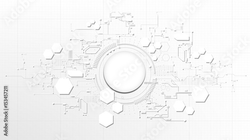Technological abstract technical digital element board white texture background template vector
