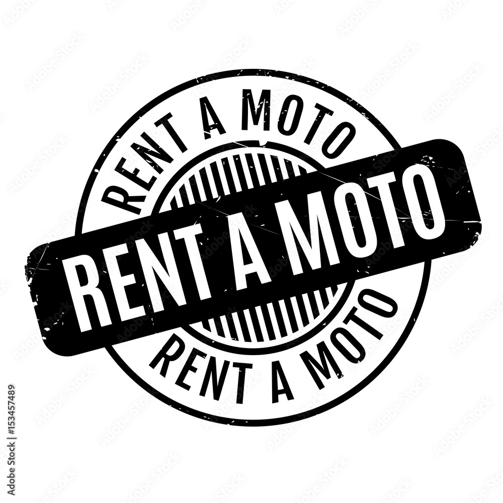 Rent A Moto rubber stamp. Grunge design with dust scratches. Effects can be easily removed for a clean, crisp look. Color is easily changed.