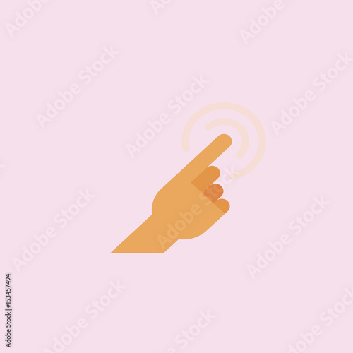 Hand with touching a button or pointing finger icon. flat design