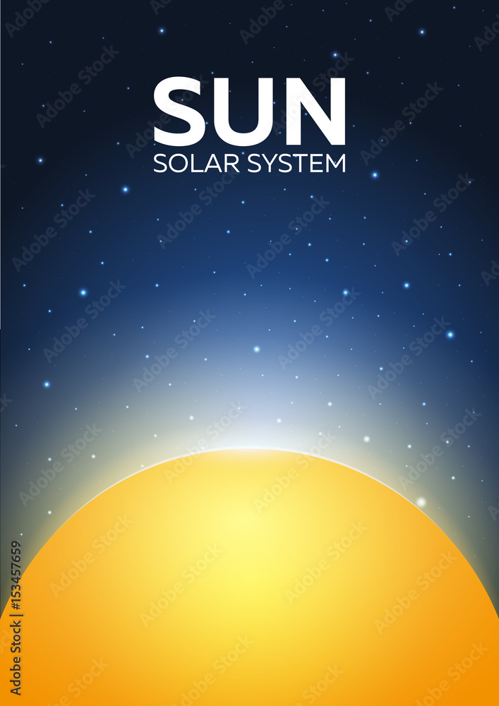 Naklejka premium Poster Sun and Solar System. Space background.