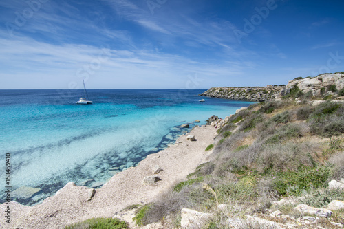 Vista panoramica della spiaggia di Cala Azzurra  isola di Favignana IT