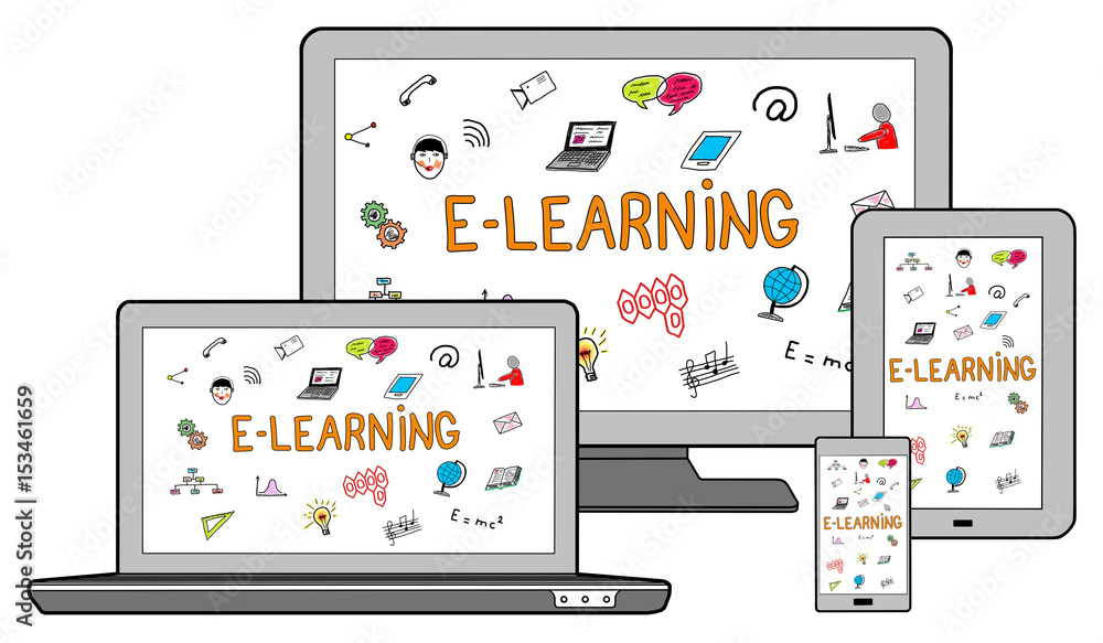 E-learning concept on different devices E-learning concept on different devices