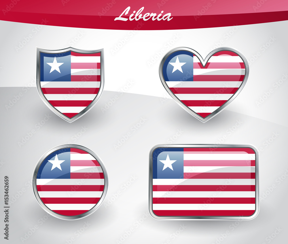Glossy Liberia flag icon set Glossy Liberia flag icon set