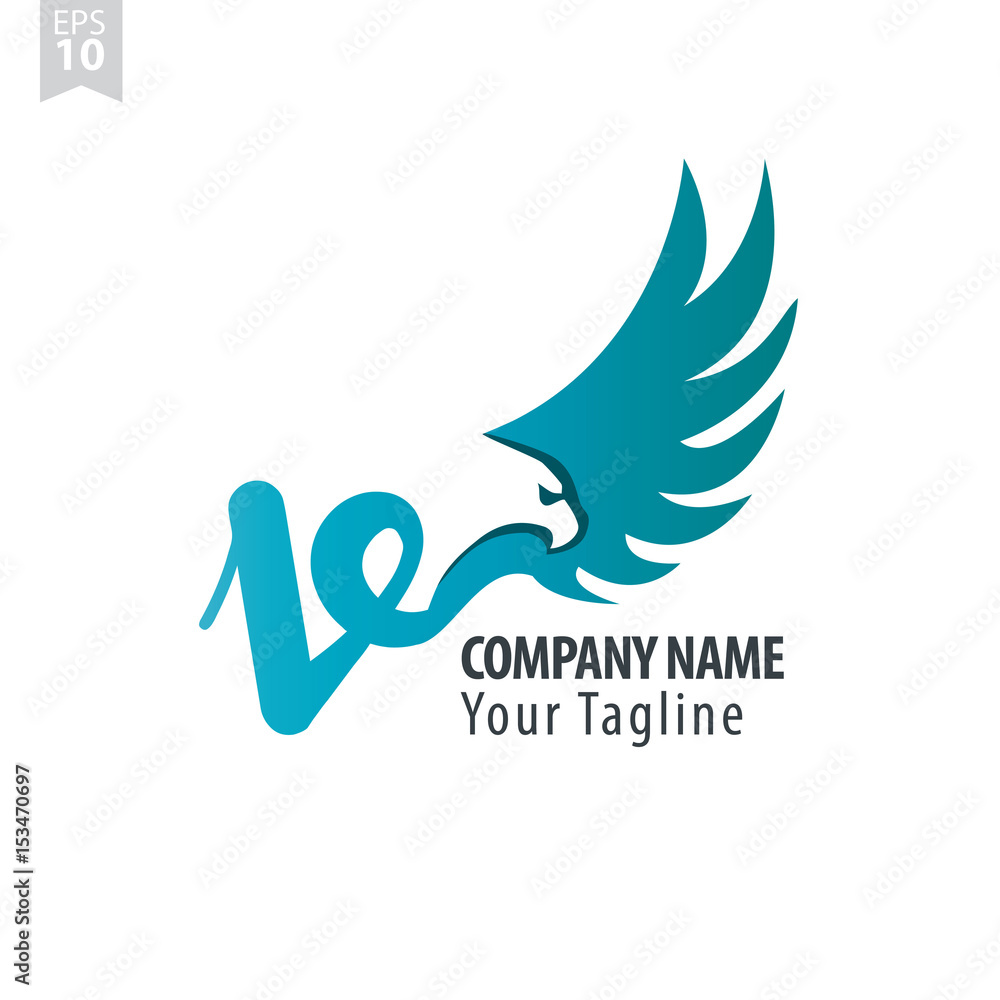 Fototapeta premium Initial Letter V Logo With Eagle or Hawk Icon Design Template