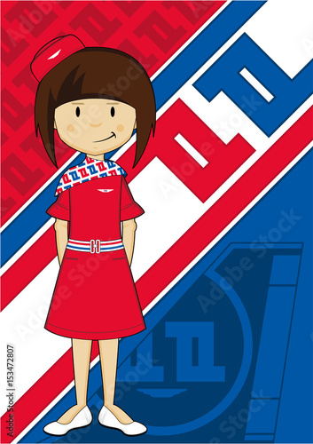 Cartoon Retro Air Stewardess