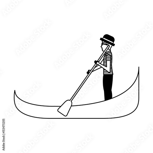 carton gondolier rowing a gondola vector illustration graphic design