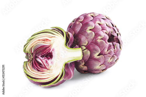 Two Fresh Artichokes isolated on white background