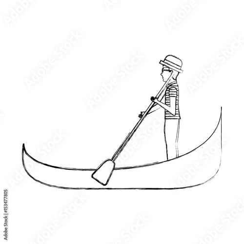carton gondolier rowing a gondola vector illustration graphic design