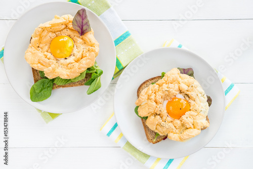 Breakfast with Wholemeal Bread Toast and Cloud Egg photo