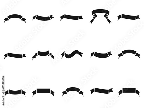 simple black ribbon banner icon