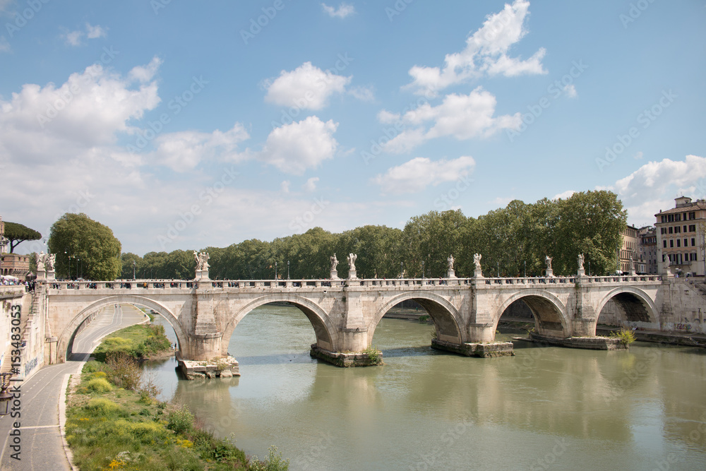 View at bridge Ponte Sant Angelo in Rome