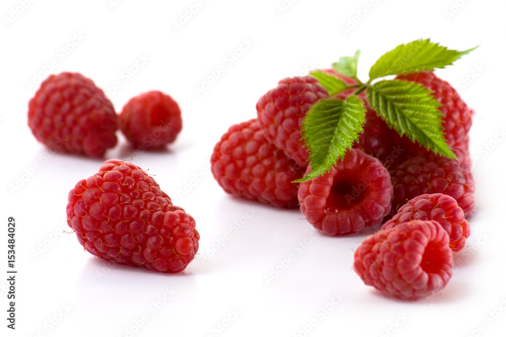 Raspberries on white background Raspberries on white background