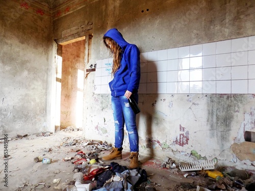 Young alcohollic women with alcohol bottle, alcohol addiction