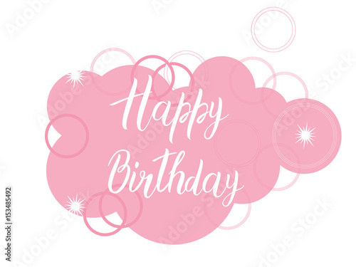 Happy birthday card text over pink cloud original lettering calligraphy