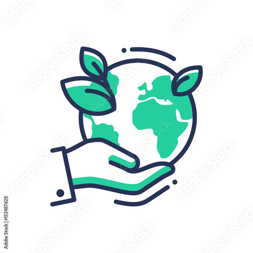 Green Earth - modern vector single line icon